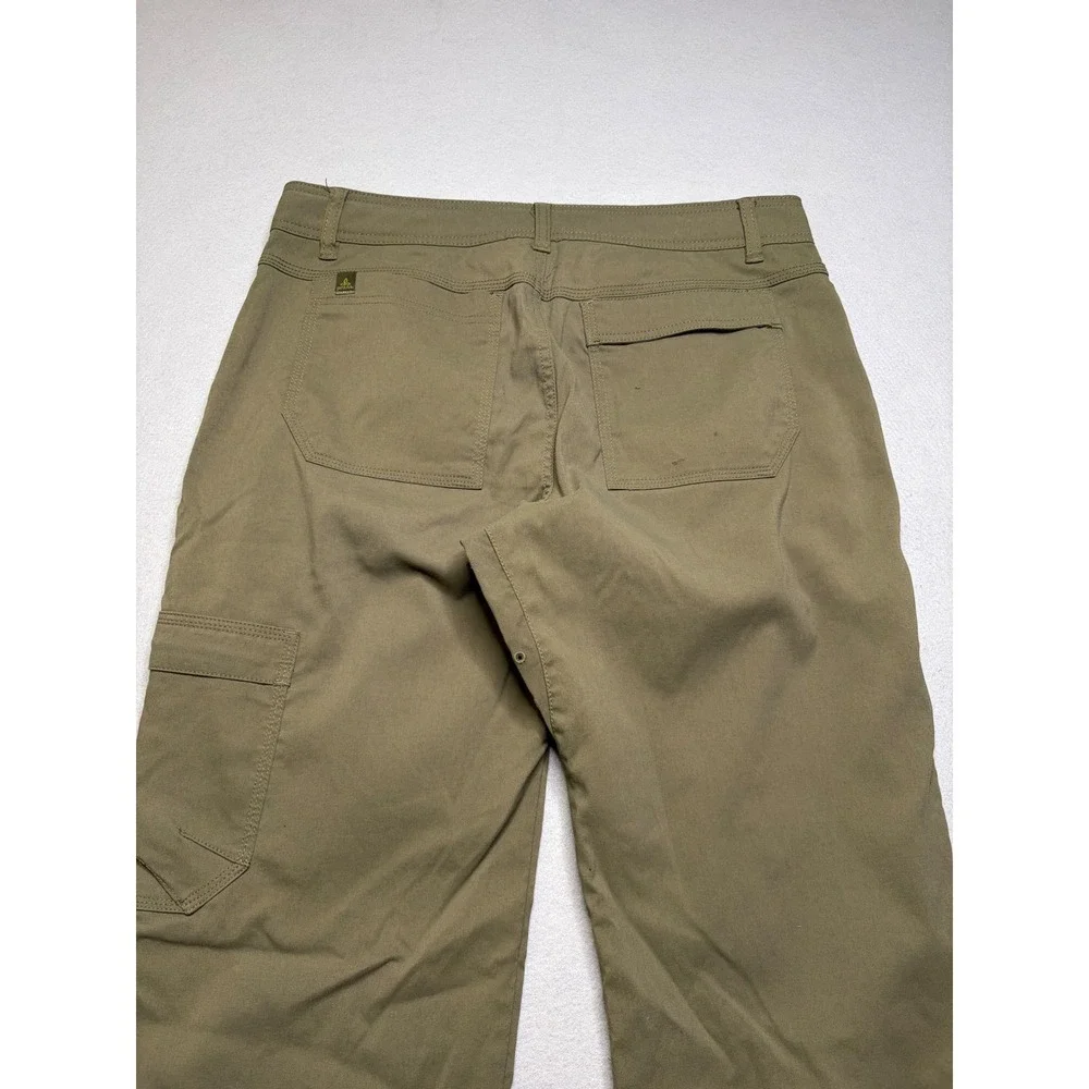 Prana Pants Mens‎ Medium Green Zion Hiking Cargo Integrated Belt Stretch